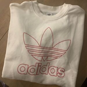 NWOT pink and white Adidas Crewneck women’s sweatshirt size L